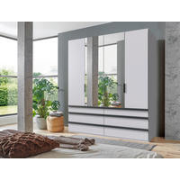 FALTTÜRENSCHRANK 200/216/58 cm 2-türig Weiß  - Schwarz/Weiß, Design, Glas/Holzwerkstoff (200/216/58cm) - Boxxx