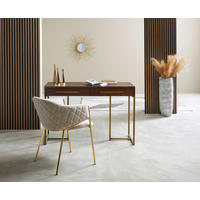 ARMLEHNSTUHL  in Samt  - Beige/Goldfarben, Design, Textil/Metall (60/78/53,5cm) - Ambia Home