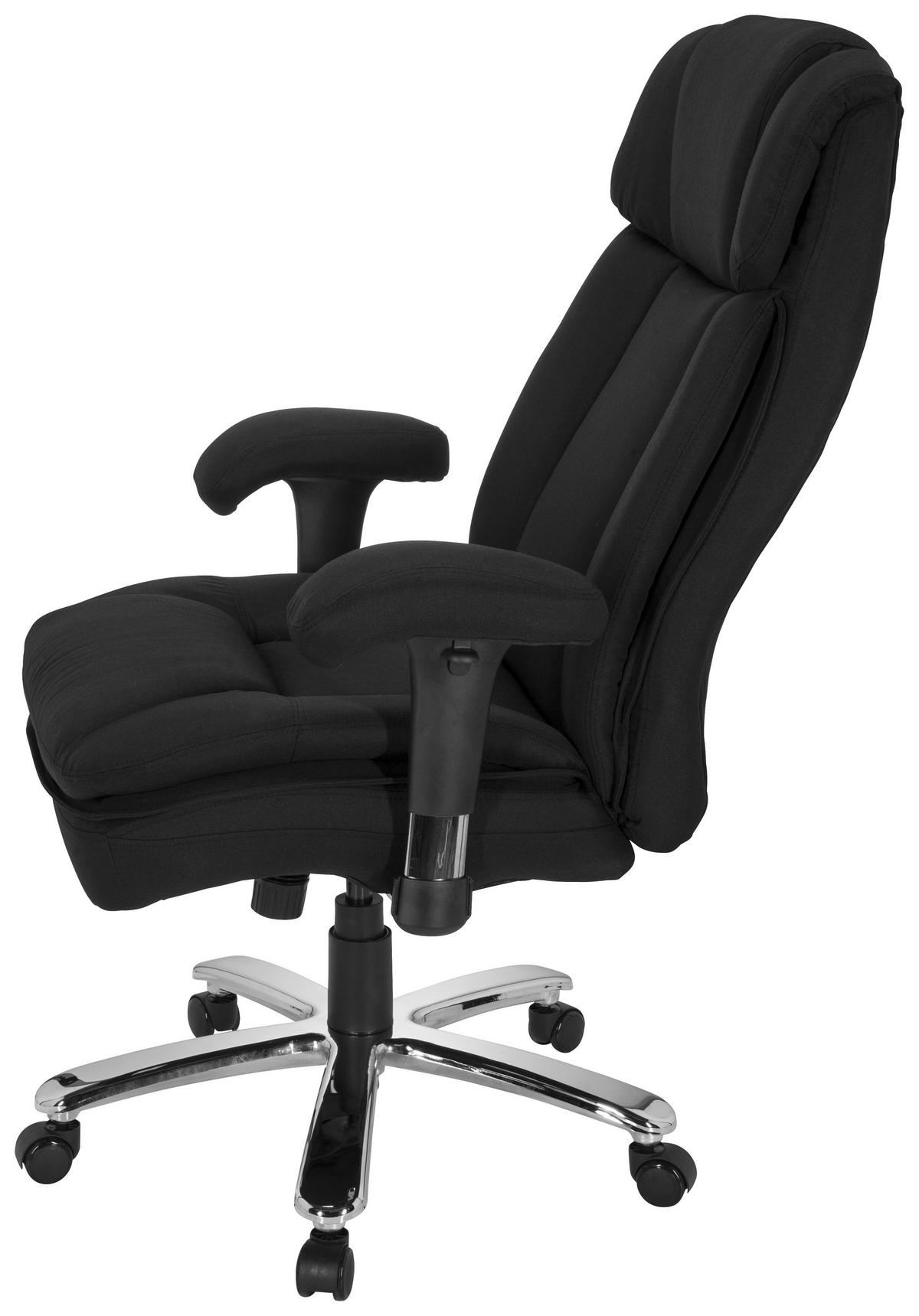 PISARNIŠKI STOL tekstil črna  - srebrne barve/črna, Moderno, kovina/umetna masa (76/123/81cm) - MID.YOU