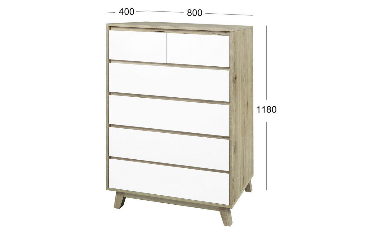 KOMMODE  in 80/118/40 cm  - Weiß/Naturfarben, Design, Holzwerkstoff (80/118/40cm) - Livetastic