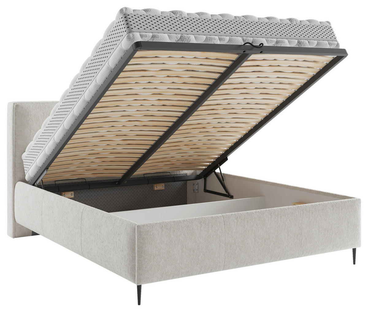 POLSTERBETT 140/200 cm  in Beige  - Beige/Schwarz, MODERN, Holz/Textil (140/200cm) - MID.YOU
