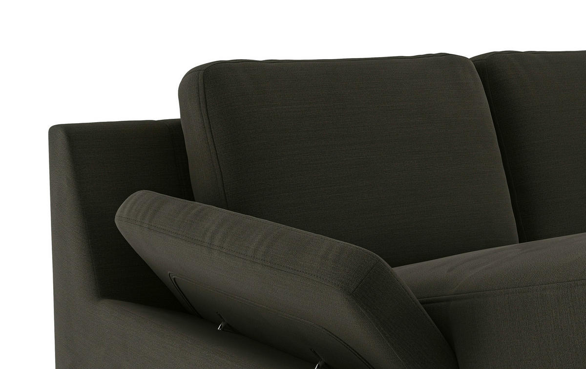 WOHNLANDSCHAFT in Flachgewebe Dunkelgrün  - Dunkelgrün/Schwarz, KONVENTIONELL, Textil/Metall (156/309/204cm) - Cotta