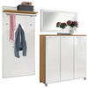 GARDEROBE 3-teilig  in 215/195/37 cm  - Weiss/Eichefarben, Design, Glas/Holz (215/195/37cm)