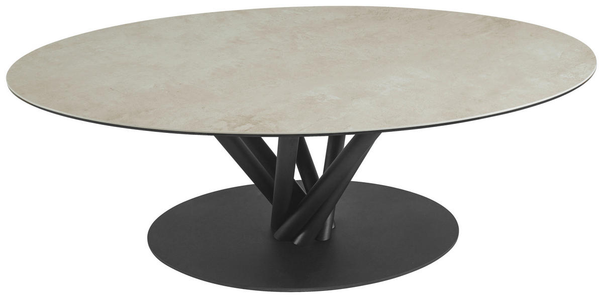 COUCHTISCH in Metall, Glas, Keramik 120/70/42 cm  - Taupe/Schwarz, Design, Glas/Keramik (120/70/42cm) - Belluti