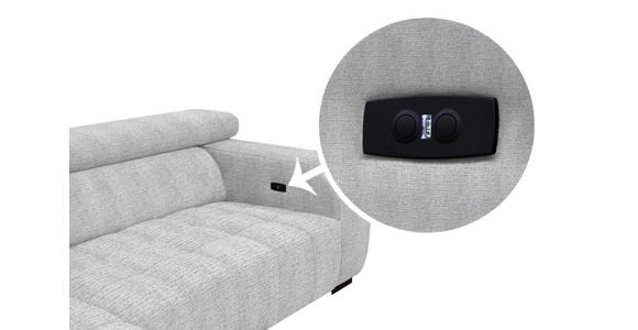 ECKSOFA in Webstoff Hellgrau 182/279 cm - Hellgrau/Schwarz, KONVENTIONELL, Textil/Metall (182/279cm) - Hom`in