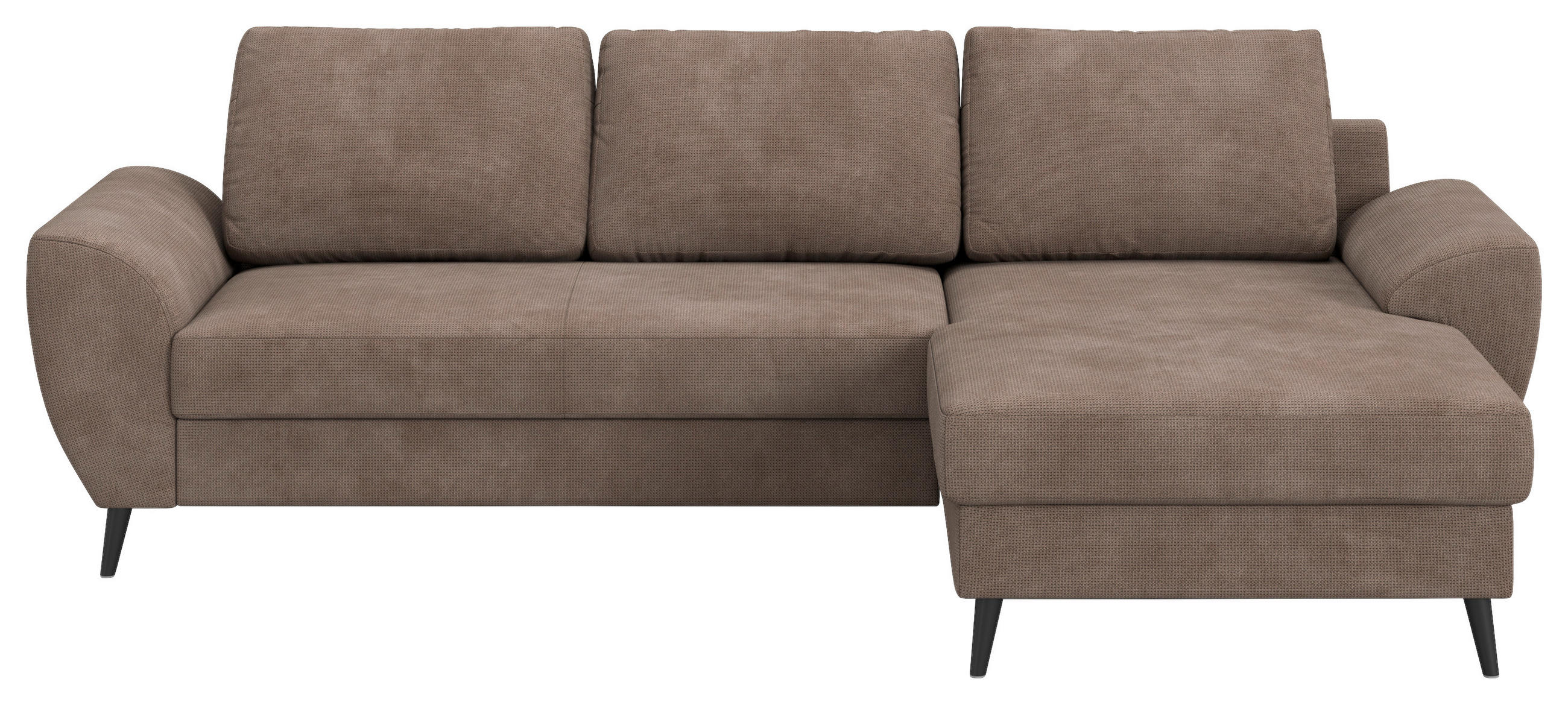 ECKSOFA TERRA Taupe Chenille Rückenkissen, Bettkasten  - Taupe/Schwarz, Trend, Textil/Metall (255/154cm) - MID.YOU