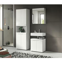 BADEZIMMER 3-teilig  in 135 cm  - Schwarz/Weiß, Trend, Glas/Holzwerkstoff (135cm) - MID.YOU