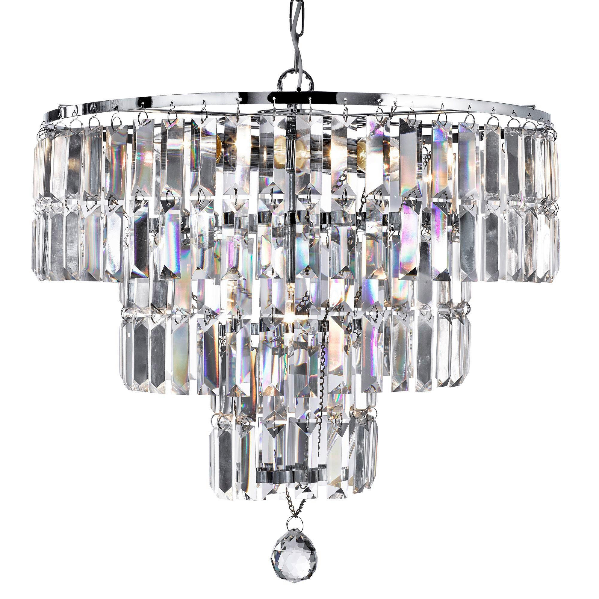 KRISTALL-HÄNGELEUCHTE 48/43 cm   - Chromfarben, KONVENTIONELL, Glas/Metall (48/43cm) - Searchlight