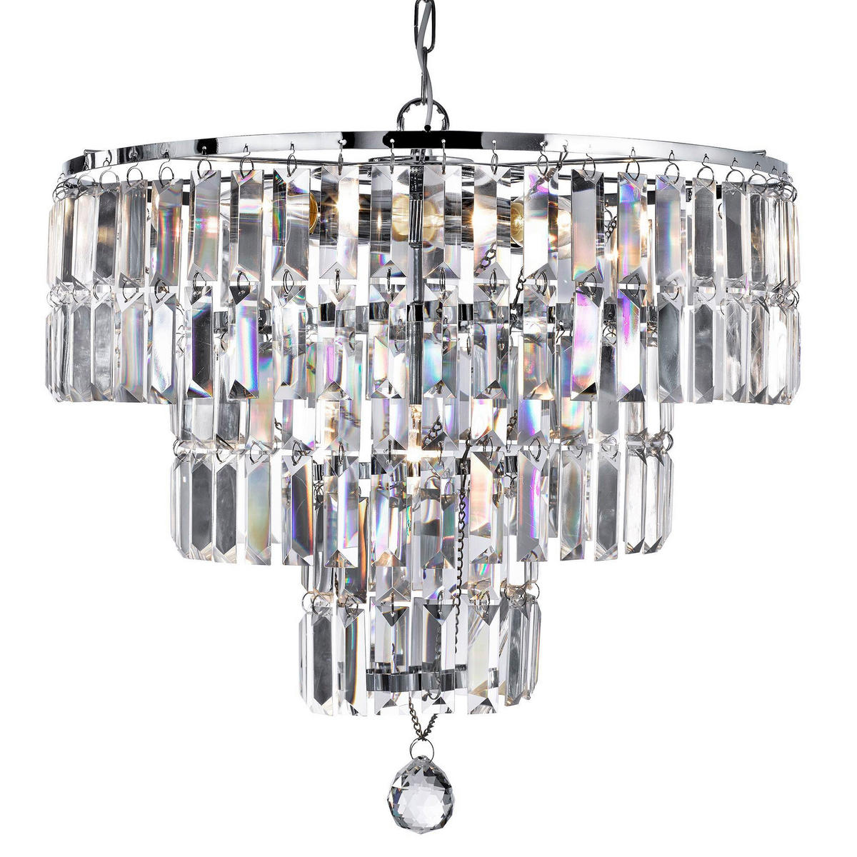 KRISTALL-HÄNGELEUCHTE 48/43 cm   - Chromfarben, KONVENTIONELL, Glas/Metall (48/43cm) - Searchlight