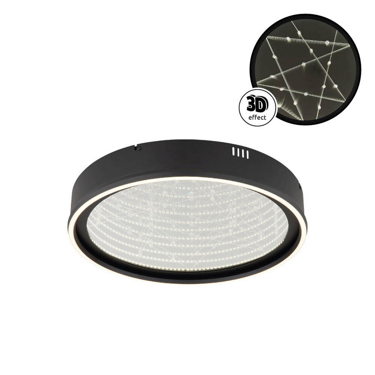 LED-DECKENLEUCHTE 51,5/8,5 cm   - Klar/Schwarz, Design, Glas/Kunststoff (51,5/8,5cm) - Globo