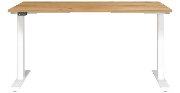 SCHREIBTISCH 140/80/72-118 cm  in Weiß, Eichefarben  - Eichefarben/Weiß, MODERN, Holzwerkstoff/Metall (140/80/72-118cm) - Novel