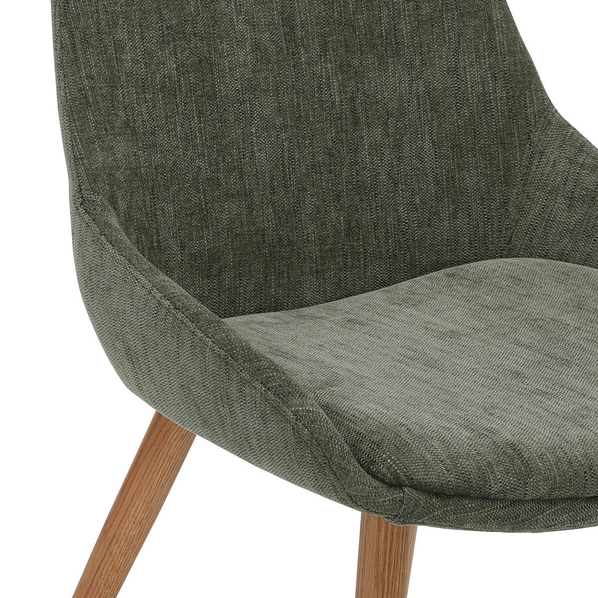 STUHL   Chenille  - Naturfarben/Grün, Modern, Holz/Textil (52/81/56,5cm) - home24