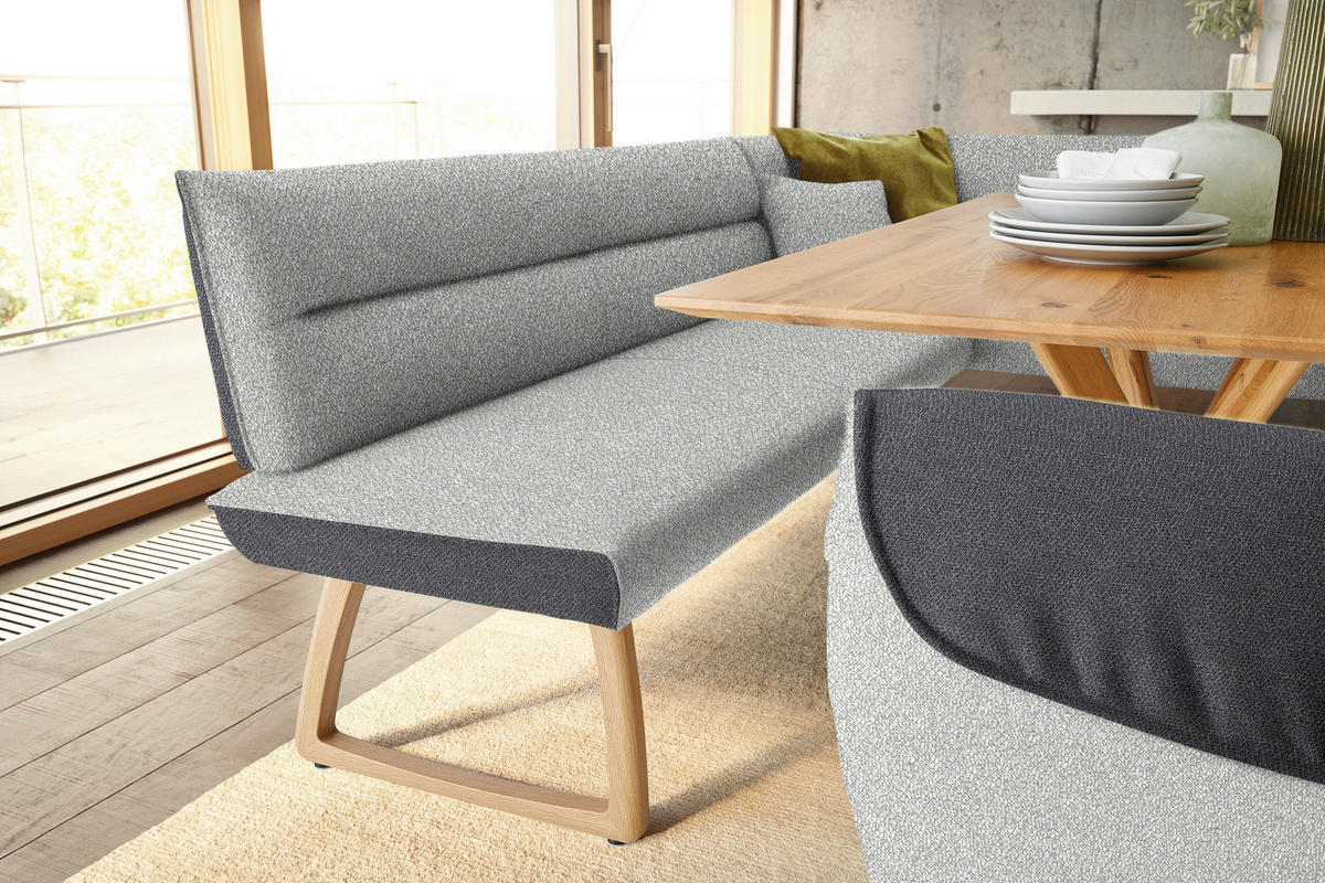 ECKBANK in Textil Hellgrau, Dunkelgrau  - Eichefarben/Dunkelgrau, Design, Holz/Textil (162/237cm) - Koinor