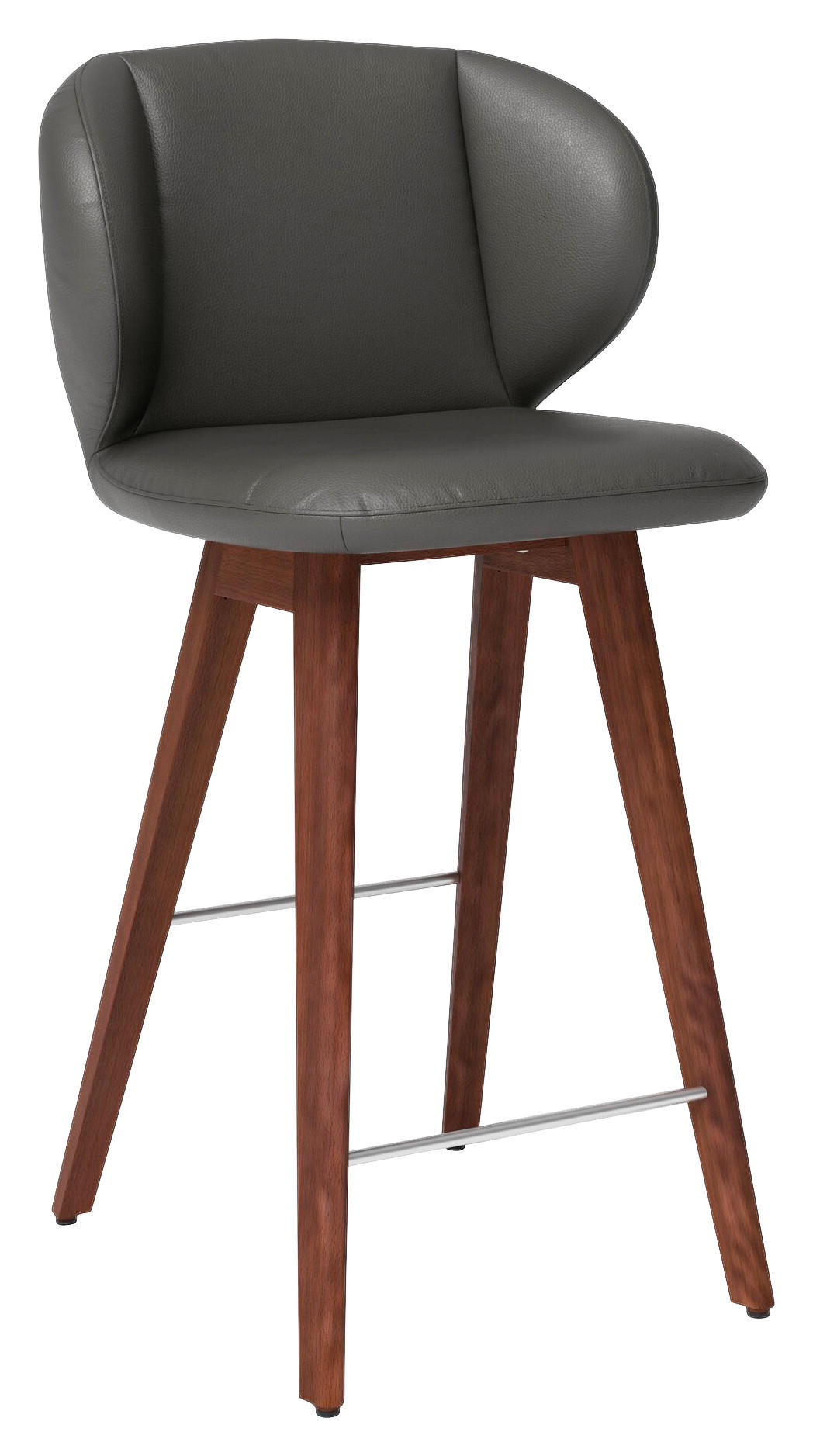 BARHOCKER in Schlammfarben, Dunkelbraun  - Schlammfarben/Eichefarben, Design, Leder/Holz (46/93/48cm) - Joop!