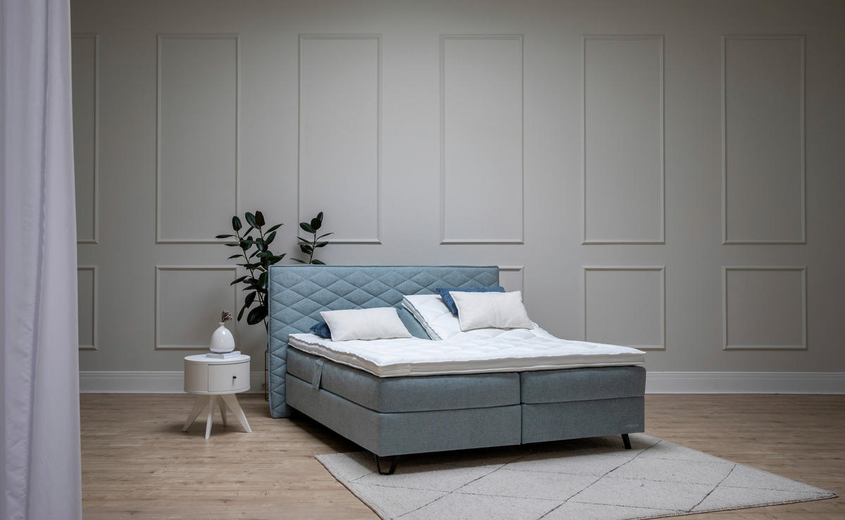 BOXSPRINGBETT 180/200 cm  in Türkis  - Türkis/Schwarz, Konventionell, Holz/Textil (180/200cm) - Sjöholm
