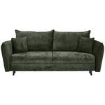 SCHLAFSOFA in Chenille Olivgrün  - Schwarz/Olivgrün, KONVENTIONELL, Holz/Textil (238/99/108cm) - Carryhome