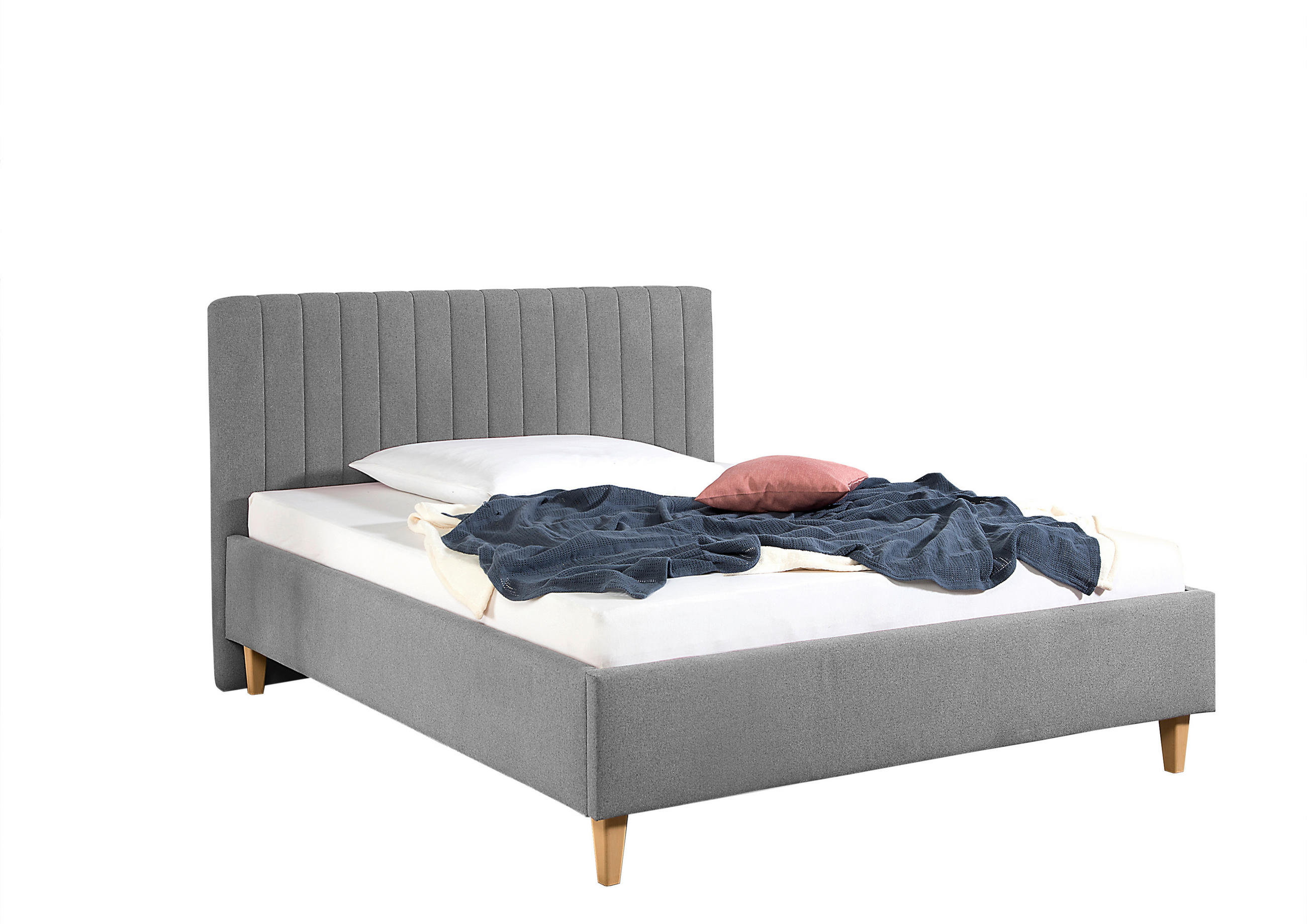 POLSTERBETT 140/200 cm,  in Grau,  - Naturfarben/Grau, MODERN, Holz/Textil (140/200cm) - Livetastic
