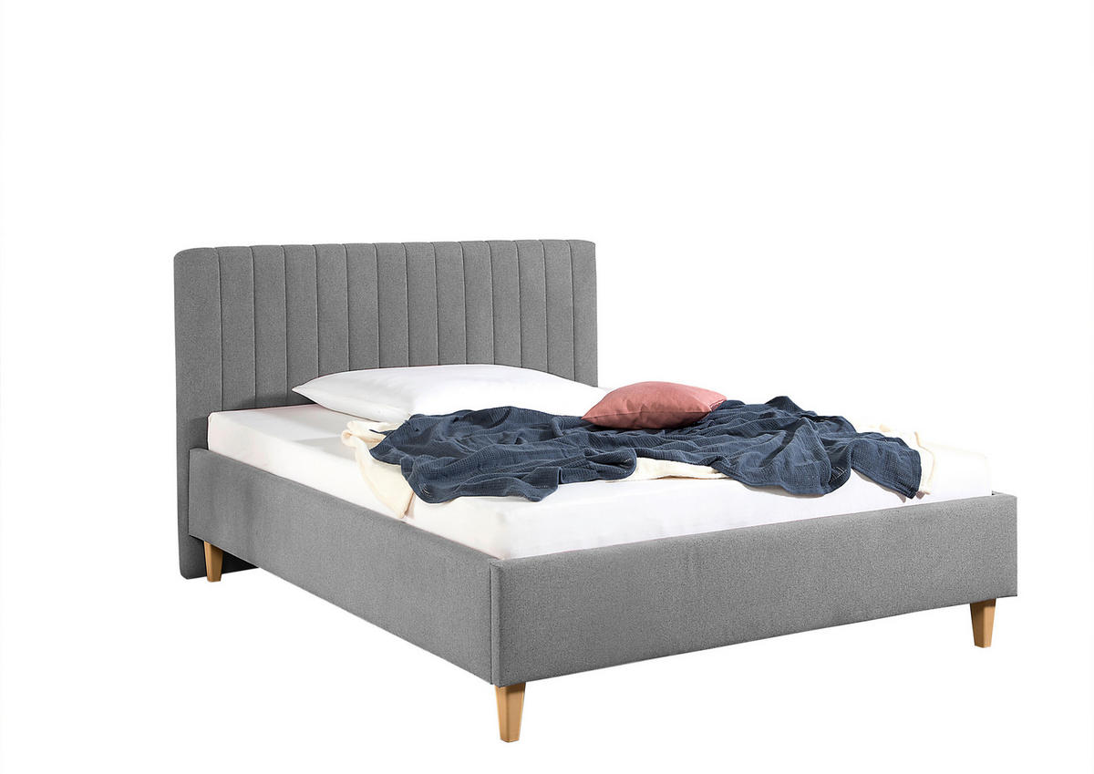 POLSTERBETT 140/200 cm,  in Grau,  - Naturfarben/Grau, MODERN, Holz/Textil (140/200cm) - Livetastic