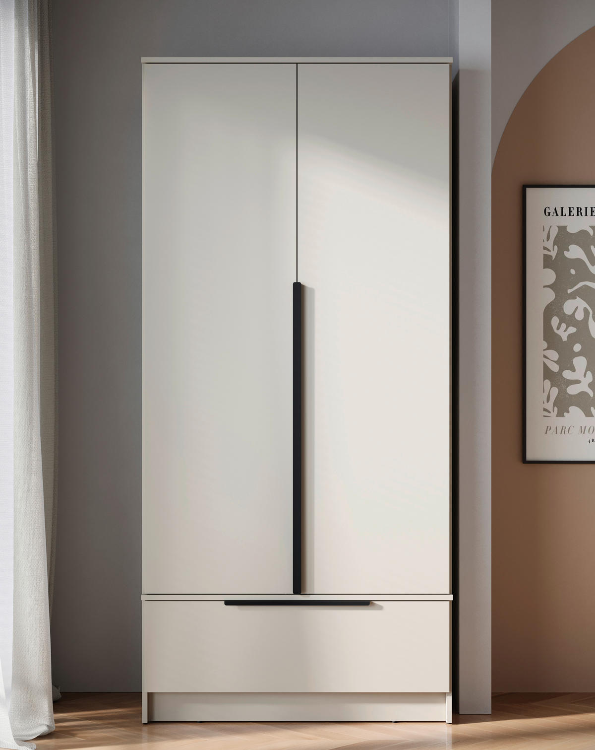 KLEIDERSCHRANK Beige, Kaschmir  - Kaschmir/Beige, Konventionell, Holzwerkstoff/Metall (90,2/192,9/51cm) - MID.YOU