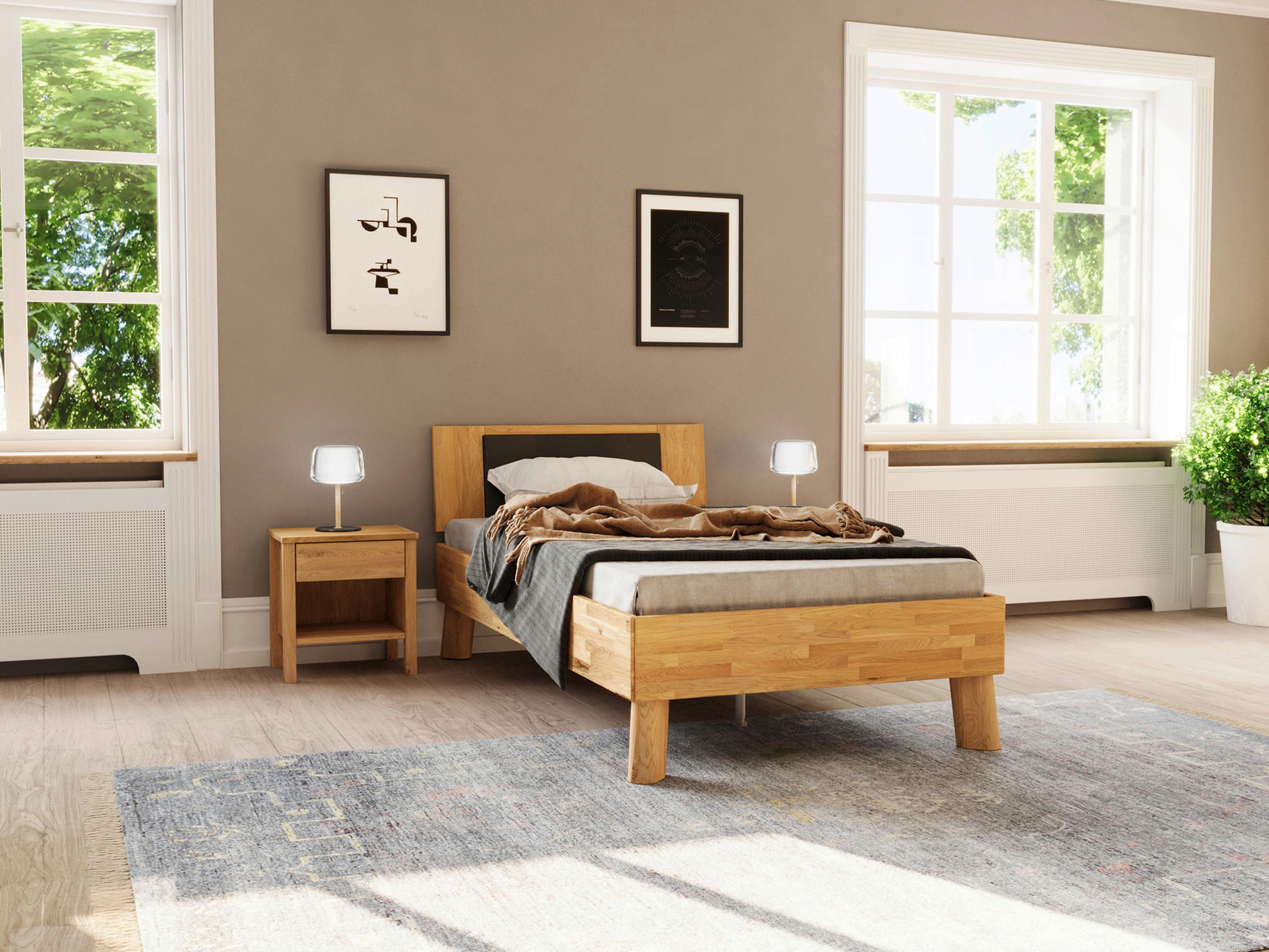 BETT 100/200 cm  in Naturfarben, Wildeiche  - Wildeiche/Naturfarben, MODERN, Holz (100/200cm) - MID.YOU