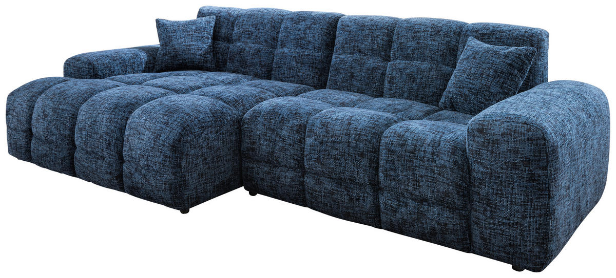 ECKSOFA in Struktur Blau  - Blau/Schwarz, Modern, Kunststoff/Textil (152/301cm) - Livetastic