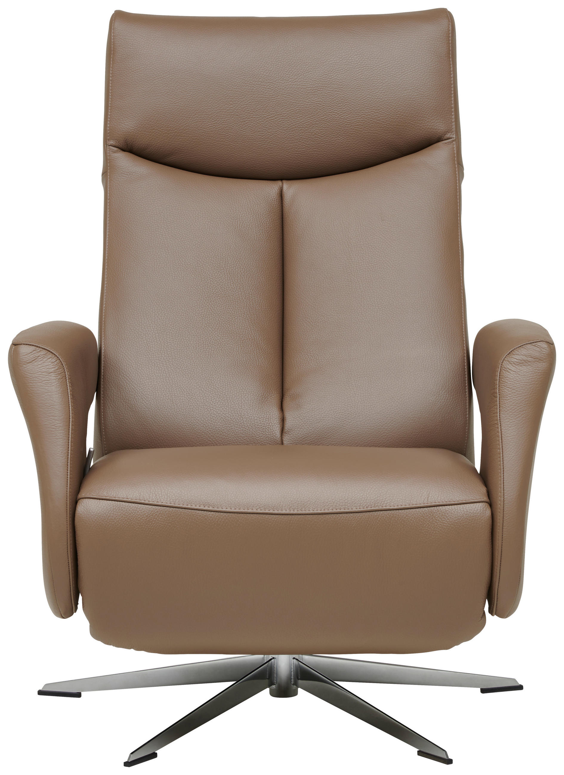 RELAXSESSEL Echtleder Relaxfunktion    - Chromfarben/Braun, Design, Leder/Metall (74/105/82cm) - Welnova