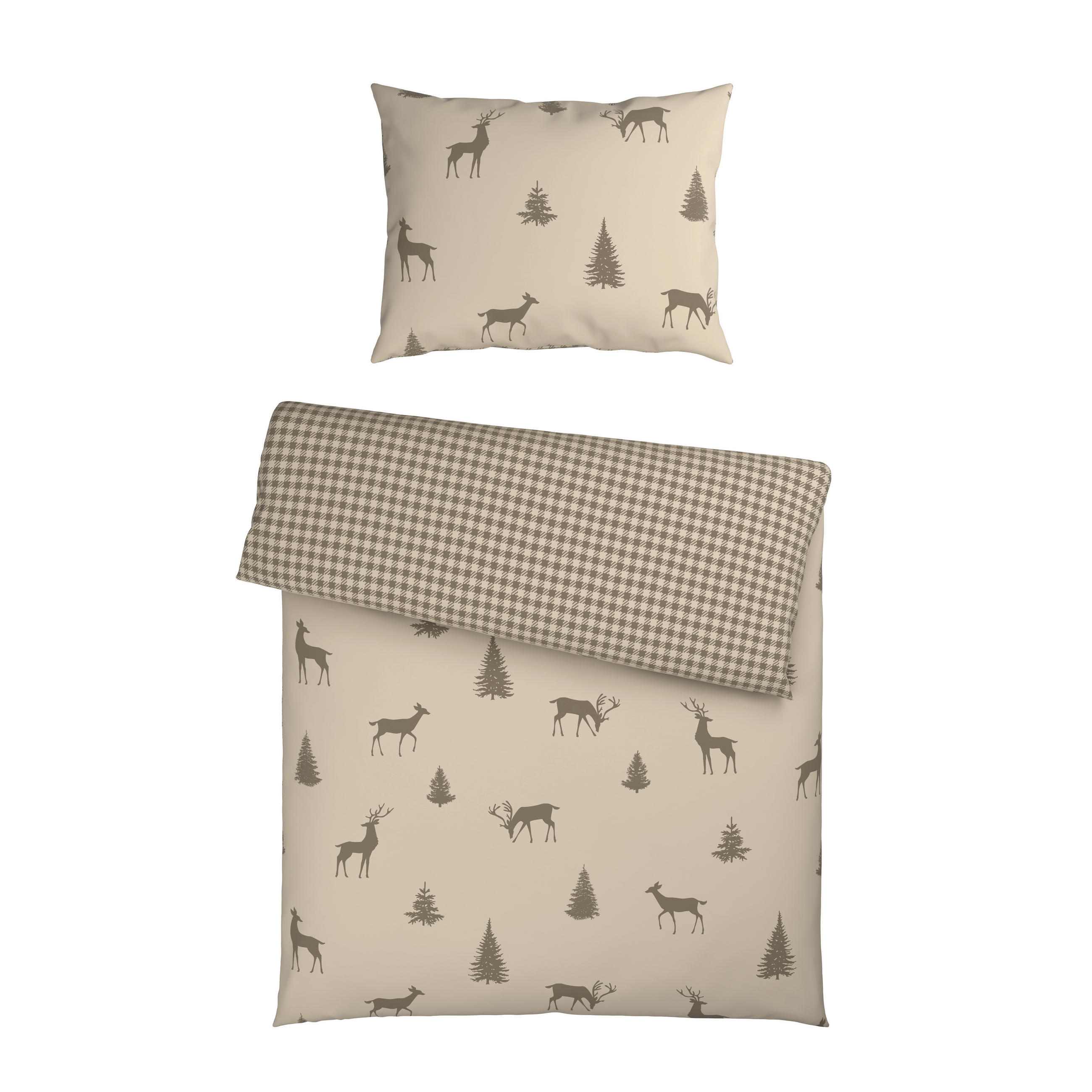 WENDEBETTWÄSCHE 2-teilig Flanell 140/200 cm  - Taupe, KONVENTIONELL, Textil (140/200cm) - Esposa