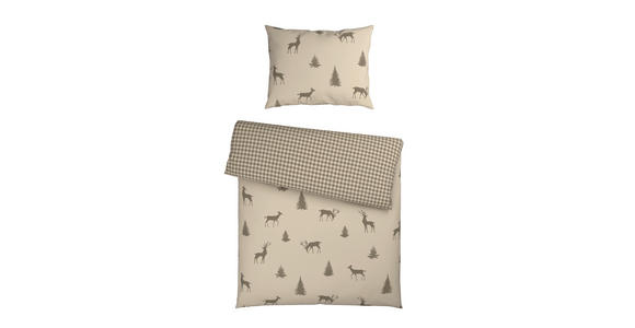WENDEBETTWÄSCHE 2-teilig Flanell 140/200 cm  - Taupe, KONVENTIONELL, Textil (140/200cm) - Esposa