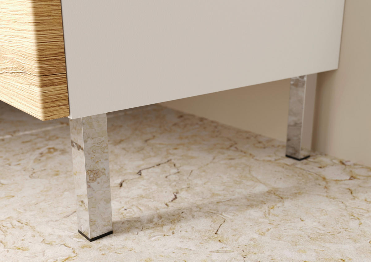 MIDISCHRANK 60/97/34 cm  - Chromfarben/Eichefarben, MODERN, Holzwerkstoff/Metall (60/97/34cm) - Germania
