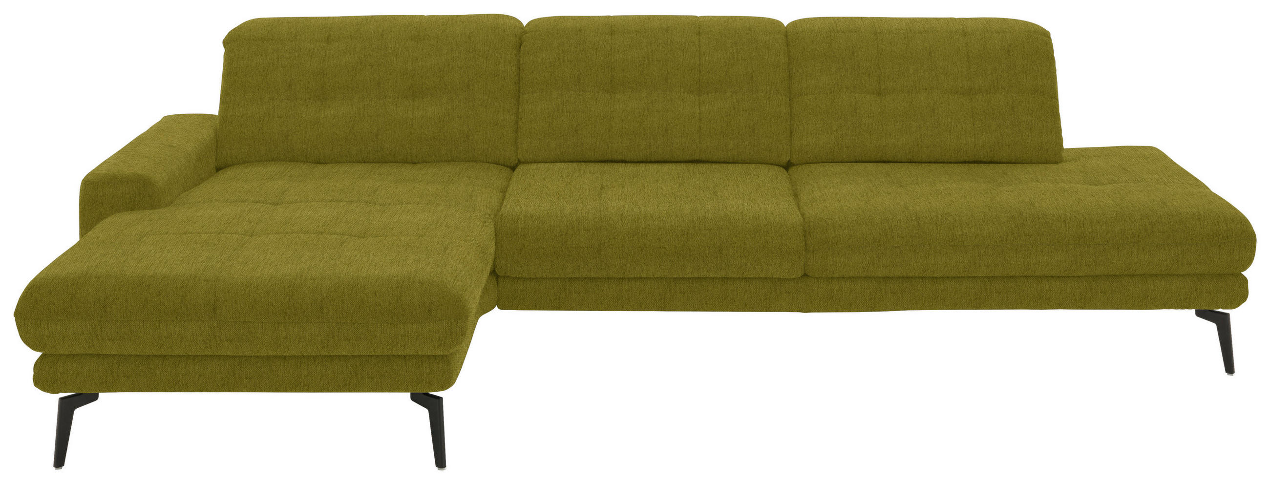 ECKSOFA in Flachgewebe Grün  - Schwarz/Grün, Design, Textil/Metall (190/309cm) - Beldomo Style