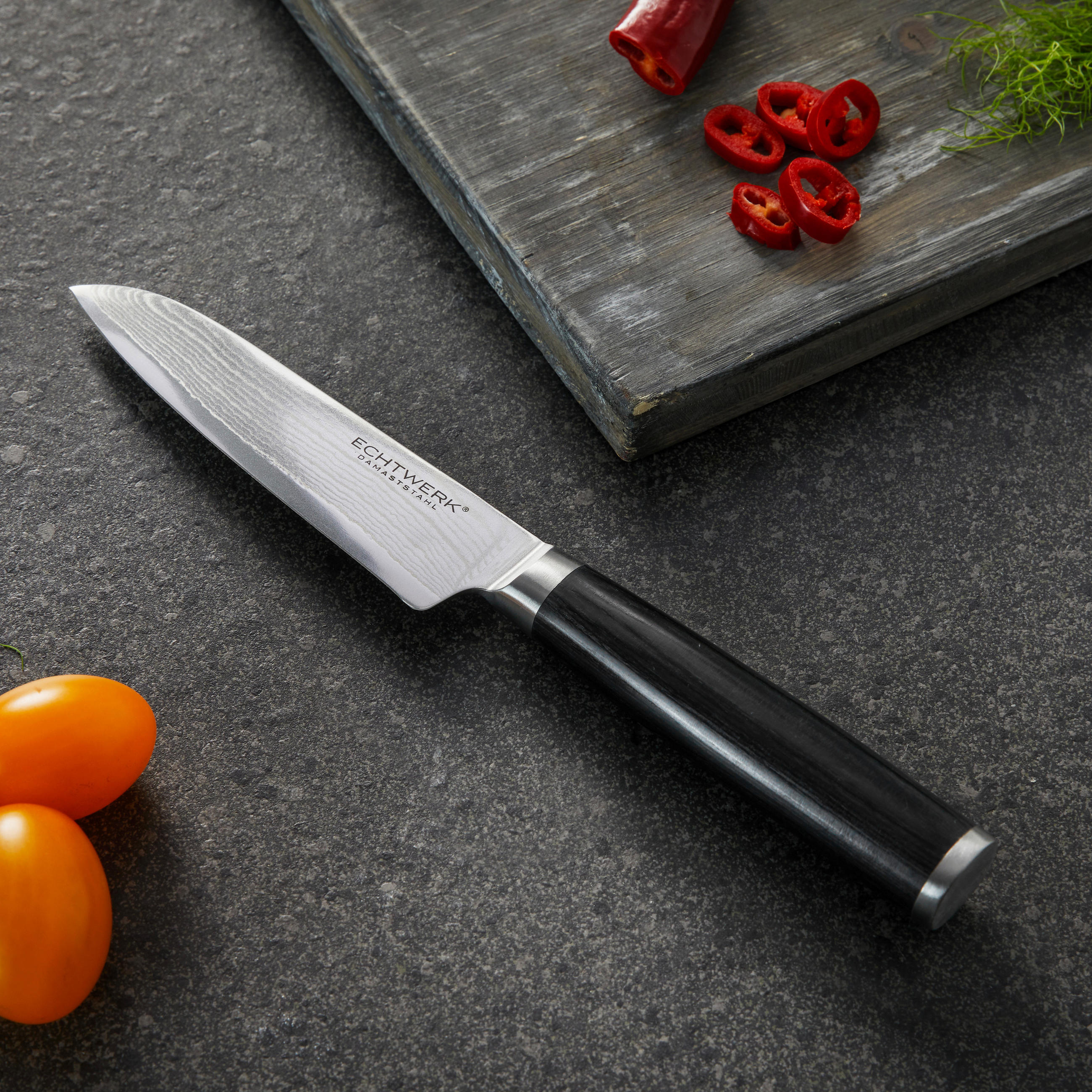 SANTOKUMESSER 23 cm  - Edelstahlfarben/Schwarz, MODERN, Holz/Metall (23cm) - Echtwerk