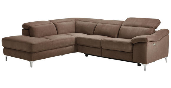 WOHNLANDSCHAFT Braun, Chromfarben Struktur - Chromfarben/Braun, Design, Holz/Textil (219/267cm) - Cantus