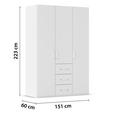 DREHTÜRENSCHRANK 151/223/60 cm,  in Weiß, 3-türig  - Weiß, Design, Holzwerkstoff/Kunststoff (151/223/60cm) - Novel