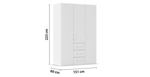 DREHTÜRENSCHRANK 151/223/60 cm,  in Weiß, 3-türig  - Weiß, Design, Holzwerkstoff/Kunststoff (151/223/60cm) - Novel