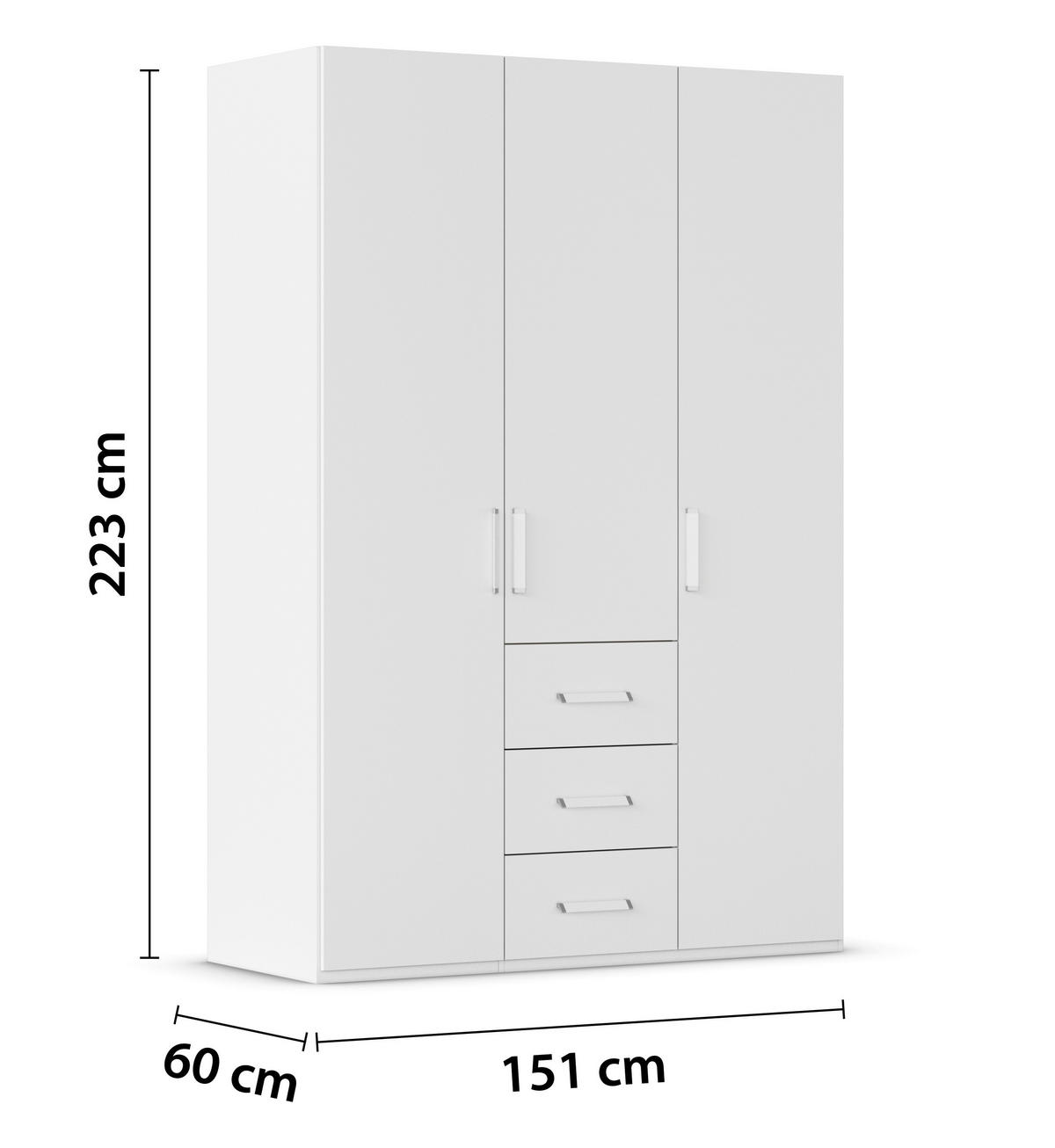 DREHTÜRENSCHRANK 151/223/60 cm 3-türig Weiß  - Weiß, Design, Holzwerkstoff/Kunststoff (151/223/60cm) - Novel