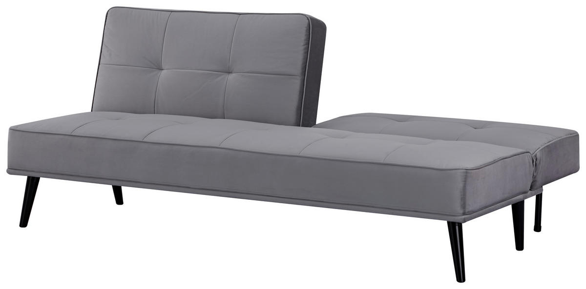 SCHLAFSOFA in Samt Grau  - Schwarz/Grau, Design, Holz/Textil (191/81/81cm) - Ti'me