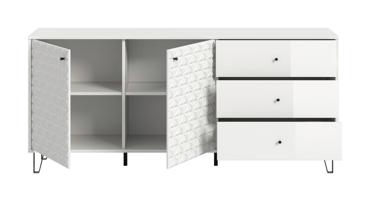 SIDEBOARD  in 170/76/40 cm  - Weiß Hochglanz/Schwarz, Design, Holzwerkstoff/Kunststoff (170/76/40cm) - Livetastic