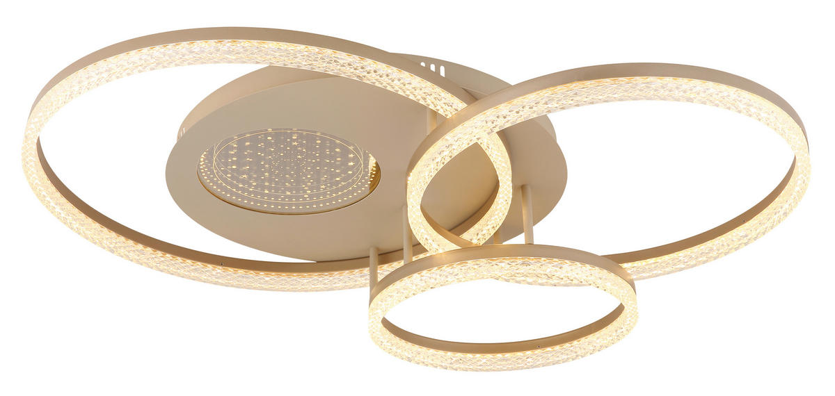 LED-DECKENLEUCHTE Sanford 78/60/14 cm  - Sandfarben/Klar, Design, Kunststoff/Metall (78/60/14cm) - Globo