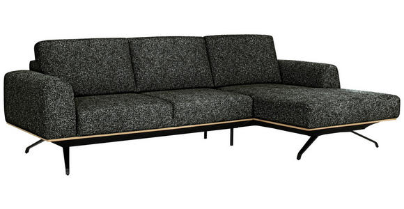 ECKSOFA in Struktur Waldgrün 262/157 cm - Waldgrün/Schwarz, Design, Textil/Metall (262/157cm) - Novel