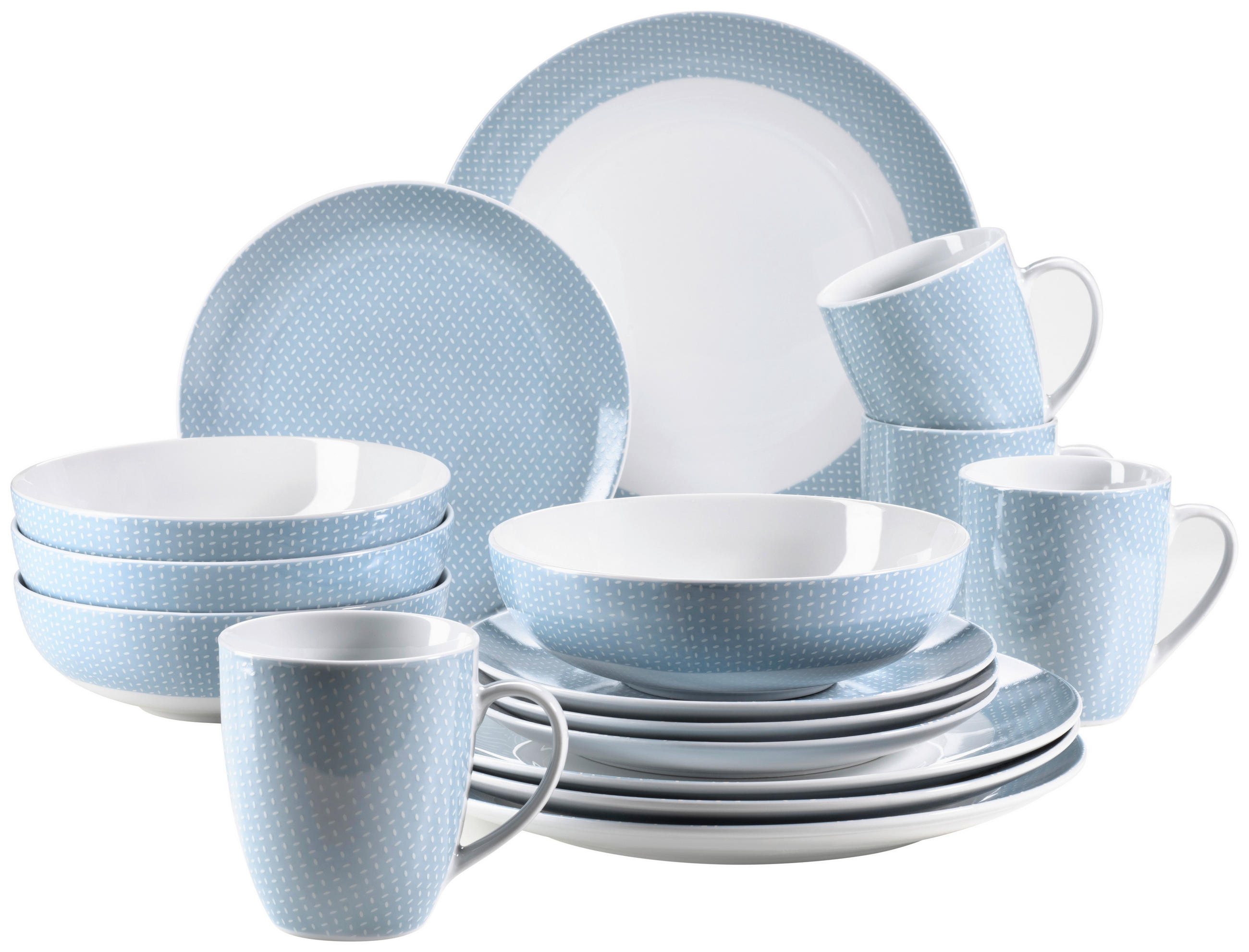 KOMBISERVICE 16-teilig Kitchen Time  - Hellblau, Basics, Keramik - Mäser