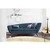 CHESTERFIELD-SOFA in Mikrofaser Schwarz, Petrol  - Petrol/Schwarz, Design, Textil/Metall (223/84/90cm) - Pure Home Lifestyle