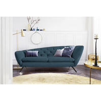 CHESTERFIELD-SOFA in Mikrofaser Schwarz, Petrol  - Petrol/Schwarz, Design, Textil/Metall (223/84/90cm) - Pure Home Lifestyle