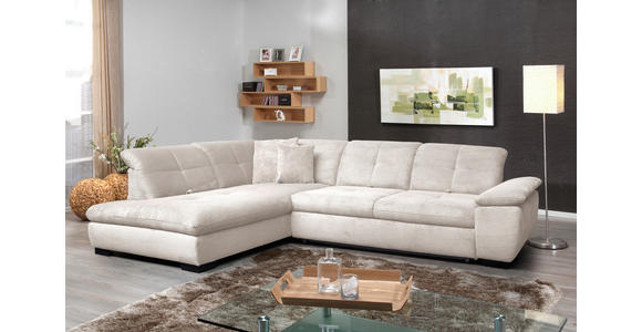 ECKSOFA in Cord Creme  - Creme/Schwarz, Design, Textil/Metall (242/313cm) - Xora