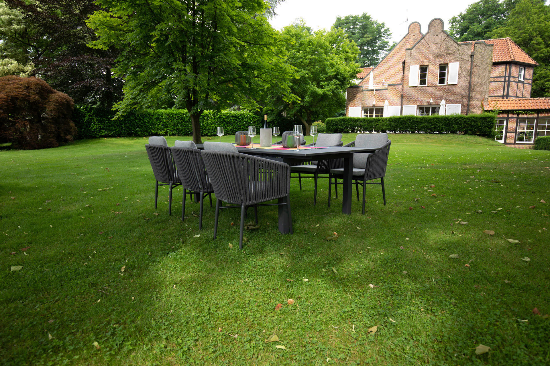 GARTENSET beschichtet Aluminium  - Anthrazit/Grau, Basics, Textil/Metall (180/240/100/70cm) - Gardenson