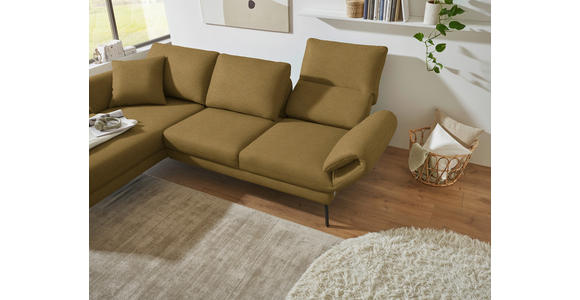 ECKSOFA  in Flachgewebe Schilfgrün Armteilverstellung, Relaxfunktion, Drehsitzfunktion  175-224/255-365 cm  - Schilfgrün/Schwarz, Design, Textil/Metall (175-224/255-365cm) - Dieter Knoll