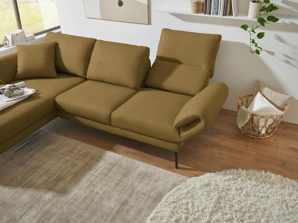 ECKSOFA  in Flachgewebe Schilfgrün  175-224/255-365 cm  - Schilfgrün/Schwarz, Design, Textil/Metall (175-224/255-365cm) - Dieter Knoll