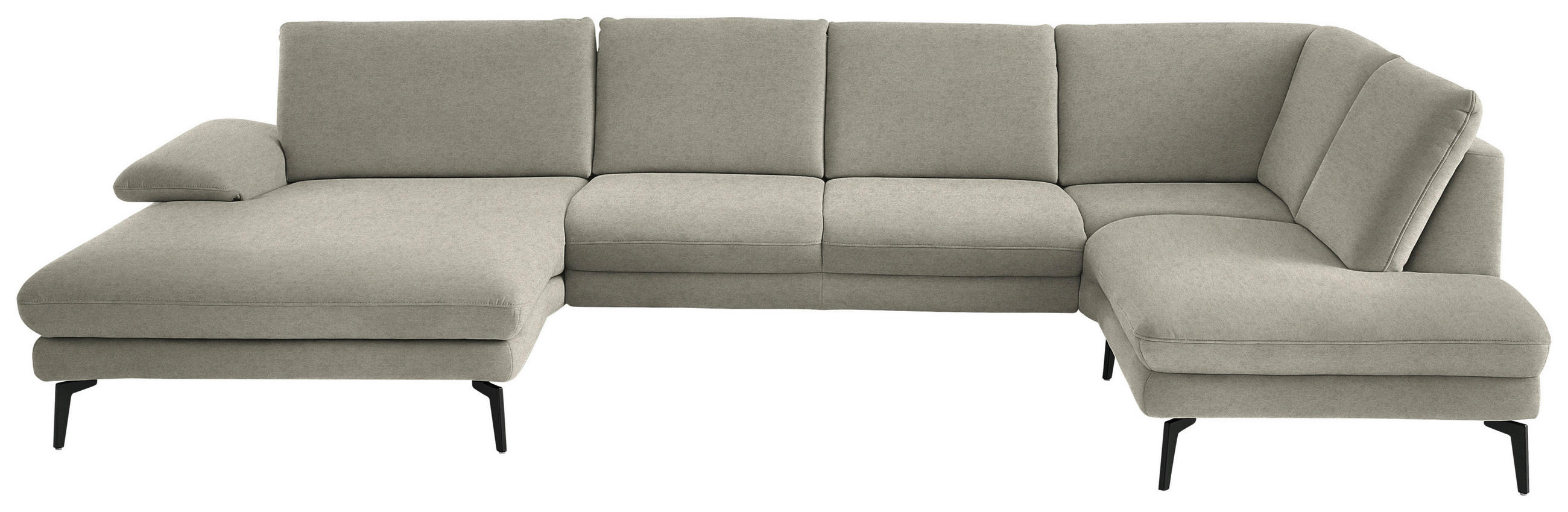 WOHNLANDSCHAFT Chenille, Flachgewebe Greige  - Greige/Schwarz, Design, Textil/Metall (180/344/208cm) - Dieter Knoll