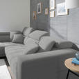 ECKSOFA in Mikrofaser Hellgrau  - Chromfarben/Hellgrau, Design, Textil/Metall (207/301cm) - Xora