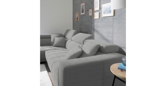 ECKSOFA in Mikrofaser Hellgrau  - Chromfarben/Hellgrau, Design, Textil/Metall (207/301cm) - Xora