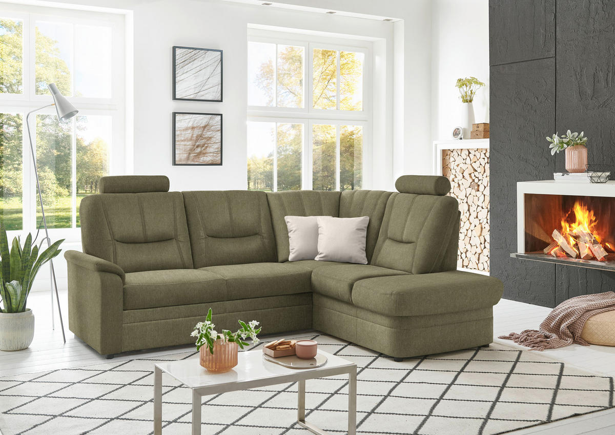 ECKSOFA  in Chenille Grün  235/185 cm  - Schwarz/Grün, KONVENTIONELL, Kunststoff/Textil (235/185cm) - Beldomo Comfort